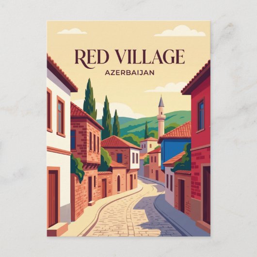 Carte Postale Village Rouge Azerbaïdjan (Devant)