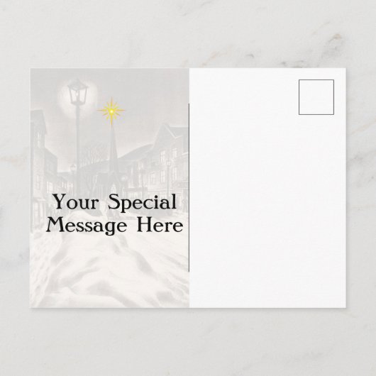 Carte Postale Village Street sur une nuit d'hiver avec étoile (Dos)