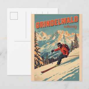 Carte Postale Village vintage de Grindelwald Suisse cadeau natur