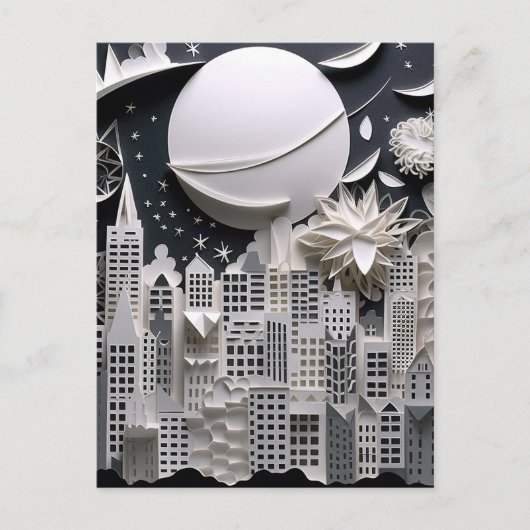 Carte Postale Ville à l'Arrière - plan paysage de nuit (Devant)