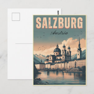 Carte Postale Ville autrichienne vintage capitale salzburg ligne