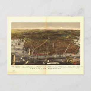Carte Postale Ville de Brooklyn New York par Currier et Ives 187