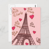 Carte Postale Ville de l'amour Paris (Devant / Derrière)