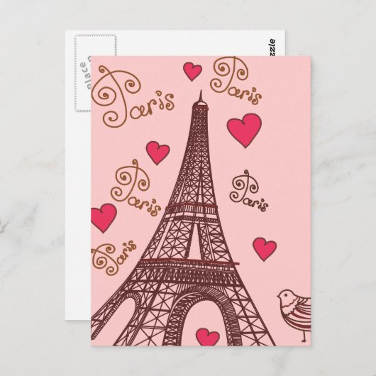 Carte Postale Ville de l'amour Paris (Devant / Derrière)