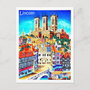 Carte Postale ville de Lincoln, Angleterre, illustration, vintag