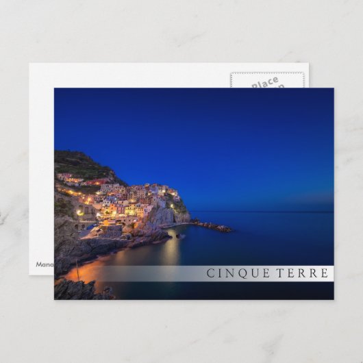 Carte Postale Ville de Manarola dans les Cinque Terre en soirée (Devant / Derrière)