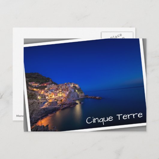Carte Postale Ville de Manarola dans les Cinque Terre en soirée (Devant / Derrière)