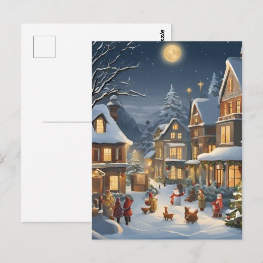 Carte Postale Ville de Noël enneigée (Devant / Derrière)
