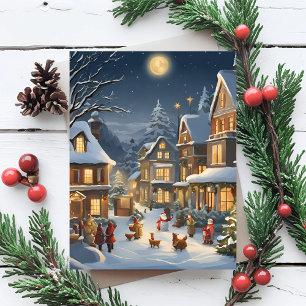Carte Postale Ville de Noël enneigée