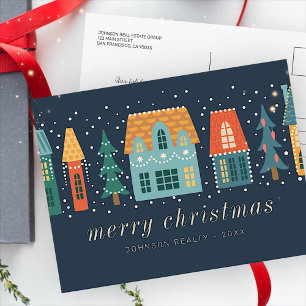 Carte Postale Ville de Noël moderne d'hiver Entreprise