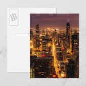 Carte Postale Ville de nuit de Chicago (Devant / Derrière)