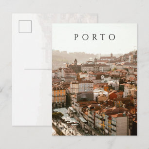 Carte Postale Ville de Porto, coucher de soleil doré