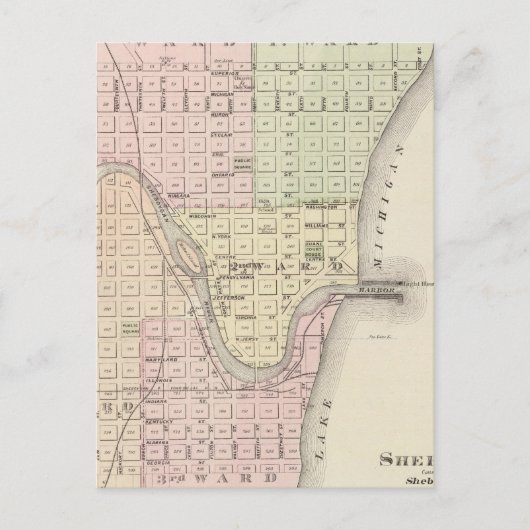 Carte Postale Ville de Sheboygan, siège du comté de Sheboygan Co (Devant)