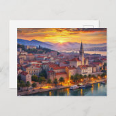 Carte Postale Ville de Split Croatie Coucher de soleil (Devant / Derrière)
