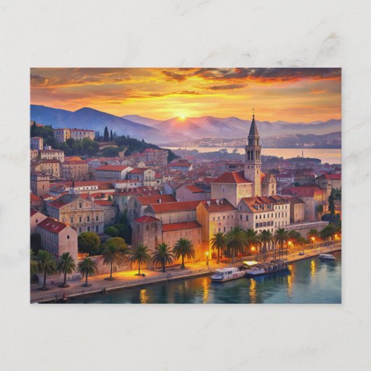Carte Postale Ville de Split Croatie Coucher de soleil (Devant)