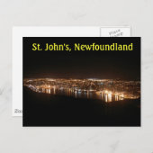 Carte Postale Ville de St. John's à la nuit (Devant / Derrière)