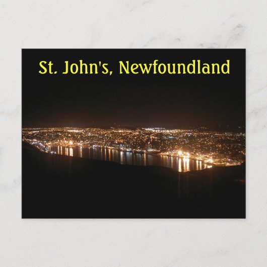 Carte Postale Ville de St. John's à la nuit (Devant)