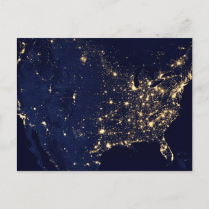 Carte Postale Ville Des États-Unis La Nuit.