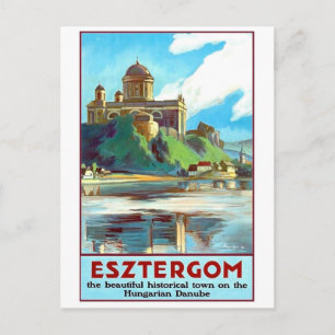 Carte Postale Ville d'Esztergom sur le Danube, Hongrie, vintage