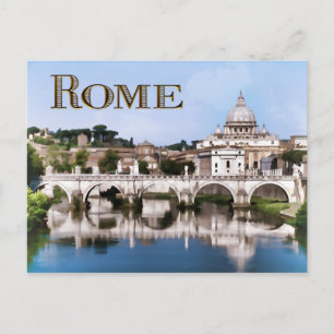 Carte Postale Ville du Vatican vu du fleuve Tibre texteROME