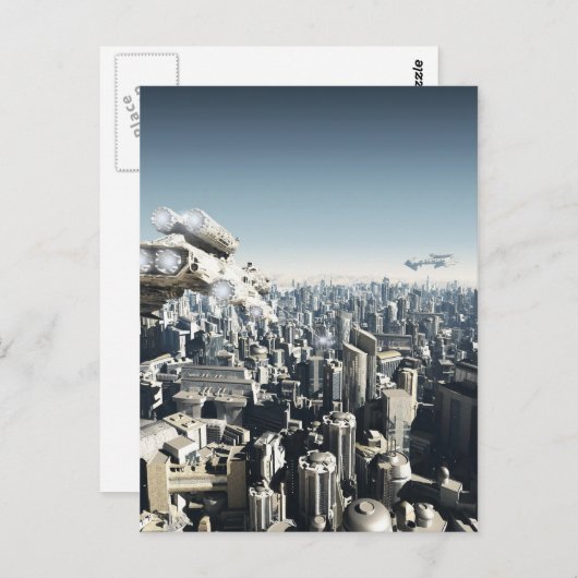 Carte Postale Ville future attaquée (Devant / Derrière)