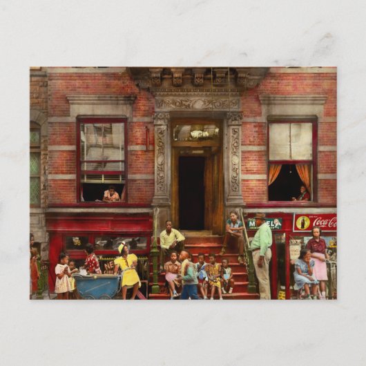 Carte Postale Ville - Harlem NY - Stoop life 1935 (Devant)