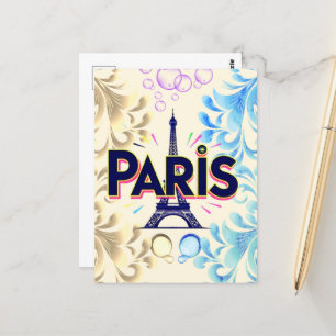 Carte Postale Ville lumière : Téméraire Paris Typographie Art