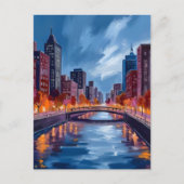 Carte Postale Ville Nuits aquarelle peinture (Devant)