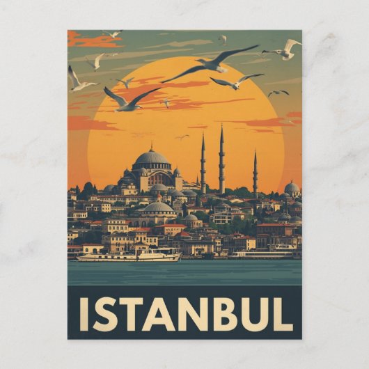 Carte Postale Ville vintage d'Istanbul (Devant)