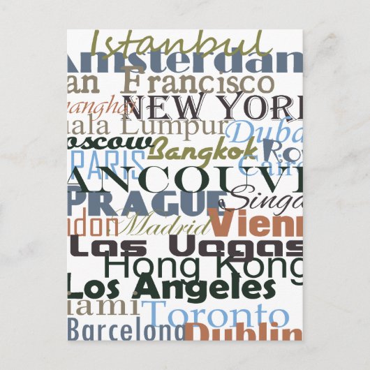 Carte Postale Villes du monde entier (Devant)