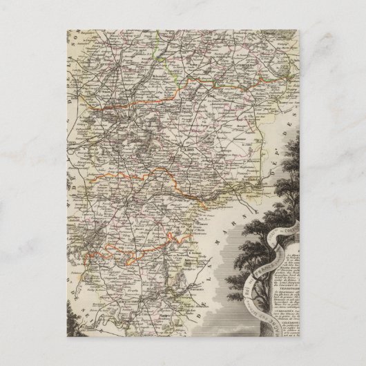 Carte Postale Villes et villes affichées Couleur le long des fro (Devant)