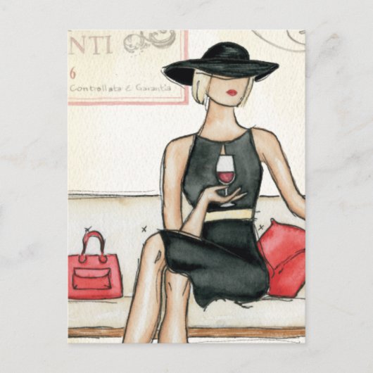 Carte Postale Vin de boisson fashionista (Devant)