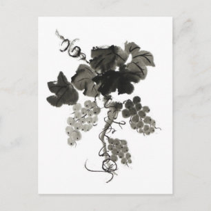 Carte Postale Vin de raisin, Sumi-e