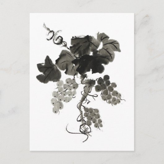 Carte Postale Vin de raisin, Sumi-e (Devant)