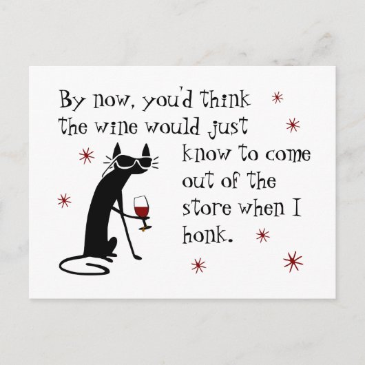 Carte Postale Vin doit connaître Citation drôle avec chat noir (Devant)