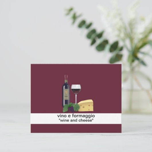 Carte postale Vin et fromage (Debout devant)