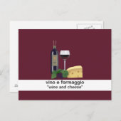 Carte postale Vin et fromage (Devant / Derrière)