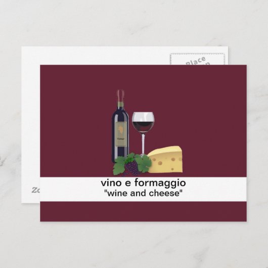 Carte postale Vin et fromage (Devant / Derrière)