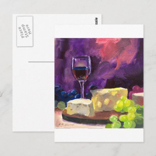 Carte Postale Vin et fromage (Devant / Derrière)