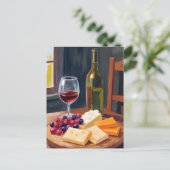 Carte Postale Vin et fromage | Peinture à l'huile (Debout devant)