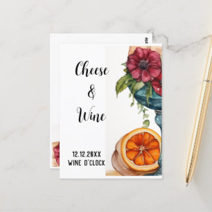Carte Postale Vin et Fromage pour Célébrer une Nouvelle Maison