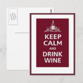 CARTE POSTALE VIN: "GARDEZ LE CALME ET BOIRE LE VIN" (Devant / Derrière)