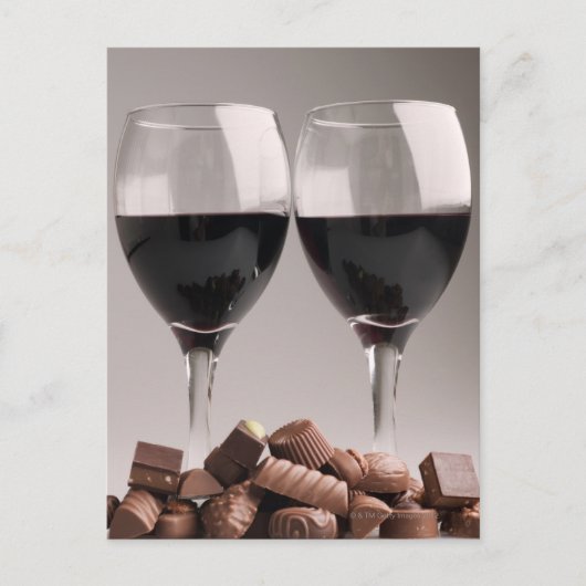 Carte Postale vin rouge aux chocolats (Devant)