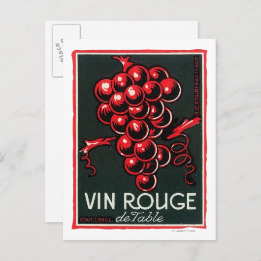 Carte Postale Vin Rouge De Table LabelEurope (Devant / Derrière)