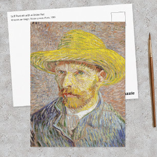 Carte Postale Vincent van Gogh - Autoportrait au chapeau de pail