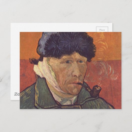 Carte Postale Vincent Van Gogh -Autoportrait avec oreille déchaî (Devant / Derrière)