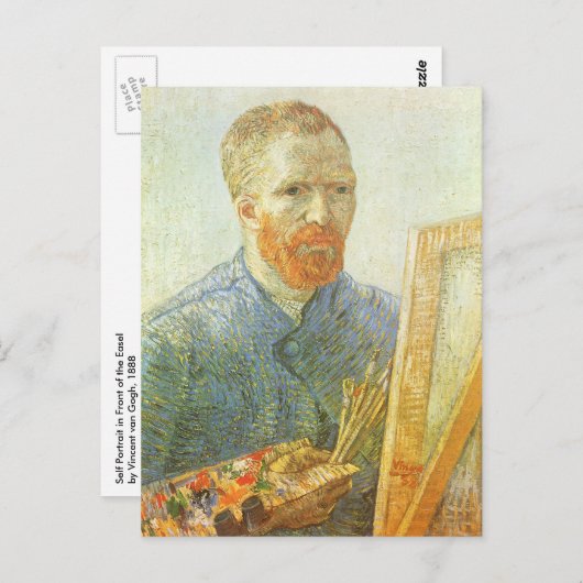 Carte Postale Vincent van Gogh - Autoportrait devant Easel (Devant / Derrière)