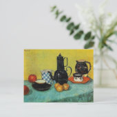 Carte Postale Vincent van Gogh Café en émail bleu (Debout devant)