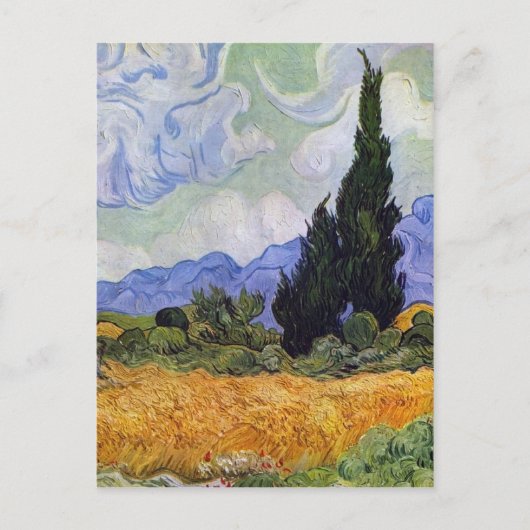 Carte Postale Vincent van Gogh - Champ de blé avec cyprès (Devant)