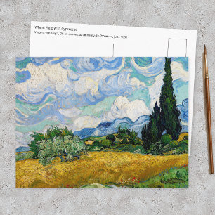 Carte Postale Vincent Van Gogh - Champ de blé avec cyprès
